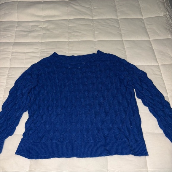 Vibrant Royal Blue Textured Knit Sweater - Picture 3 of 4